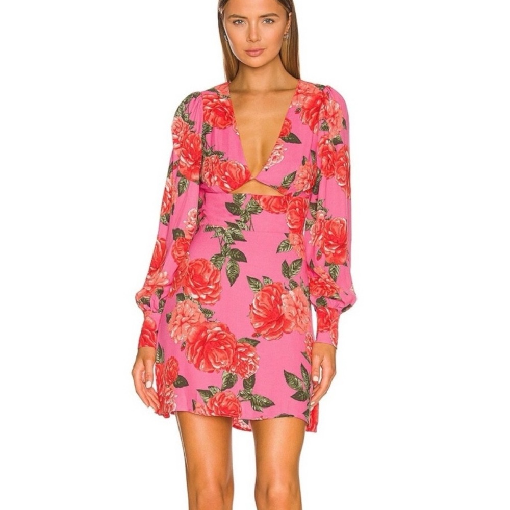 AFRM Castiel Mini Dress in pink bouquet from Revolve